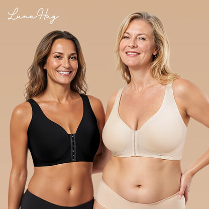 LunaHug - Seamless Front Buckle Cross Back Shaping Bra For Seniors