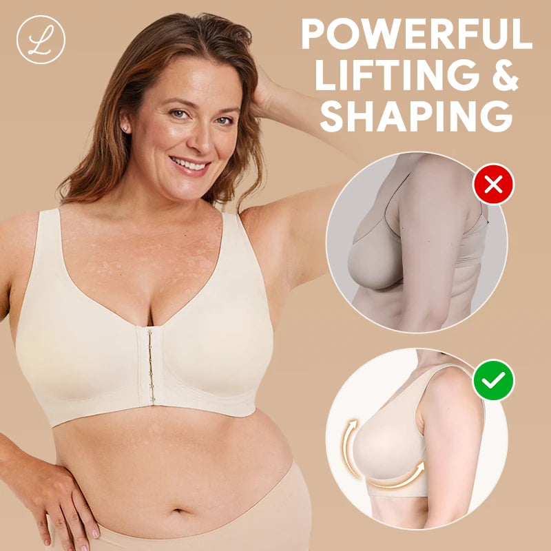 LunaHug - Seamless Front Buckle Cross Back Shaping Bra For Seniors