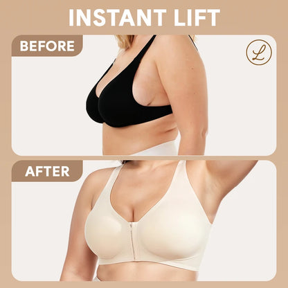 LunaHug - Seamless Front Buckle Cross Back Shaping Bra For Seniors